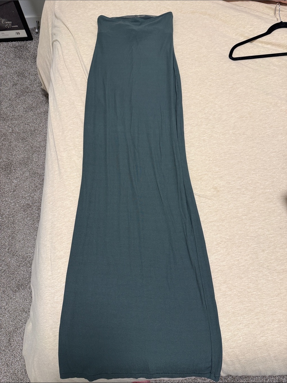 SKIMS Strapless Maxi Dress in Teal